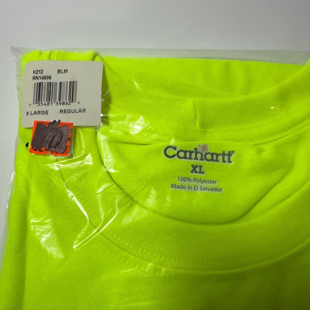 Carhartt Work Dry Short Sleeve Pocket T Men XL K212 BLM Bright Lime NWT Hi-Vis - Picture 8 of 10